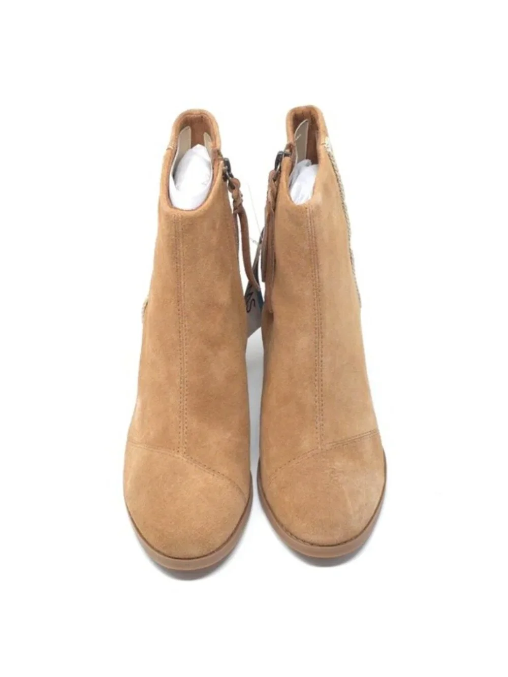 TOMS Evelyn Brown Suede Stacked Heel Ankle Boots 6M - Picture 10 of 12